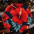 thumbnail image 4 of Christmas Ceramic Ornament Red Hawaiian Hibiscus Flower Double Sided Porcelain 3 Inch Summer Tropical Flowers Christmas Tree Ceramic Ornament Decoration Merry Xmas for Family & Friends, 4 of 8