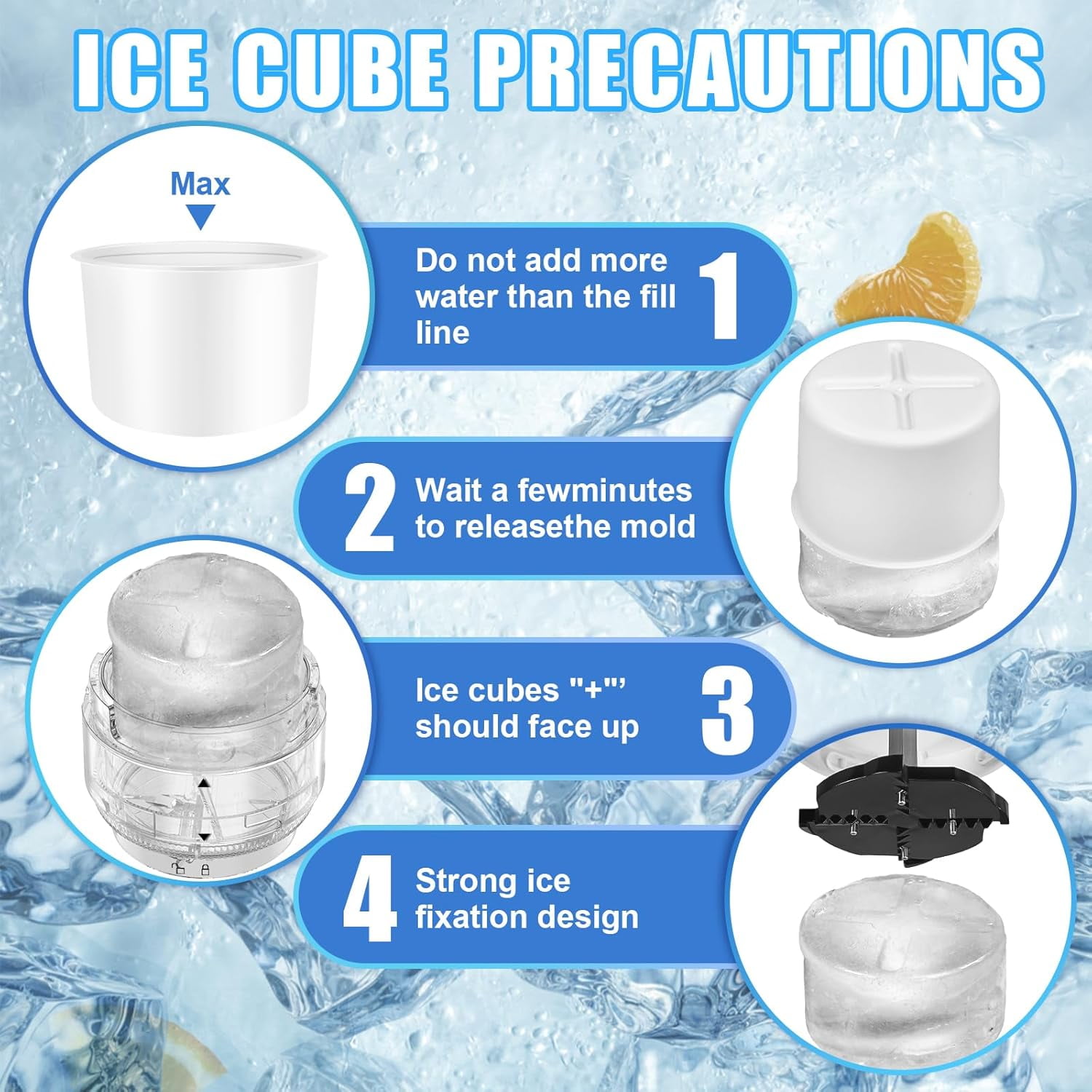 Ice  Maker Attachment for  Mixers with Shaved Ice Function and 8 Ice Molds