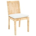 SAFAVIEH Tojo Cane Dining Chair with Cushion, Natural/White, Set of 2