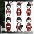 thumbnail image 4 of Ambesonne Ethnic Shower Curtain, Geisha Dolls Folkloric, 69"Wx75"L, Black Red, 4 of 5