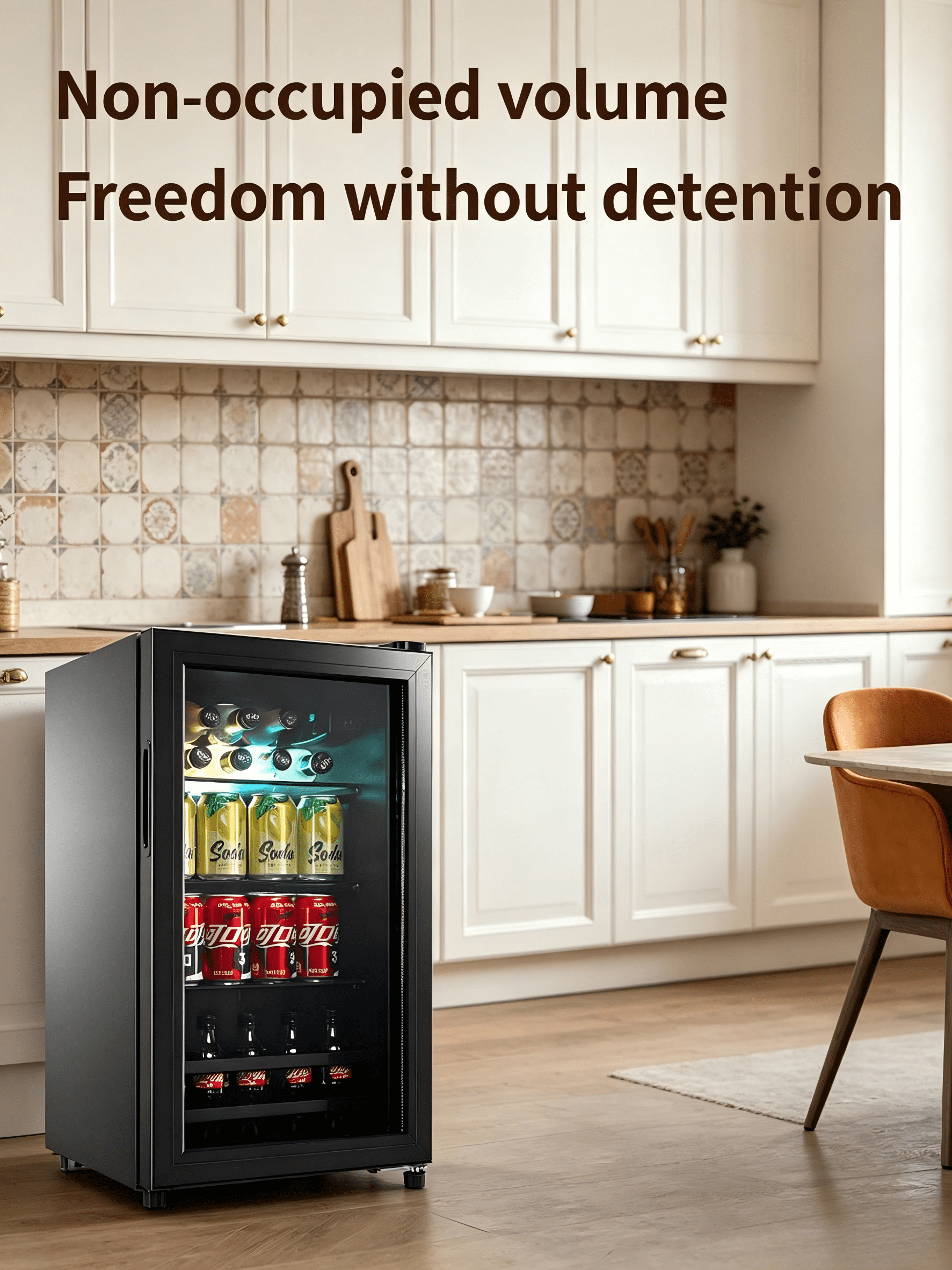 GGTB 3.2 Cu.ft Beverage Refrigerator with Glass Door, 120-Can Drink Cooler for Home Bar Office, Black