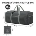 thumbnail image 2 of Foldable Duffel Bag 30" / 75L Lightweight with Water Rresistant for Travel-Grey, 2 of 7