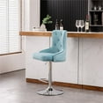 thumbnail image 5 of Alexent  4PCS Swivel Bar Stools, High Back, Button Tufted, Silver Footrest and Nailhead Trim Swivel Bar Chairs for Kitchen, Bar Velvet Upholstered Bar Stools,Light Blue, 5 of 17