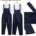 thumbnail image 6 of Rbaofujie Women Casual Solid Pocket Romper Long Playsuit Strap Button Loose Jumpsuit Blue, 6 of 8