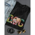 thumbnail image 3 of Dog With Flower Textures T-Shirt Women -Image by Shutterstock, Female XX-Large, 3 of 4