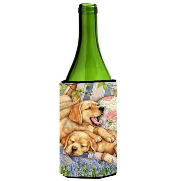 Yellow Labrador Deck Pups Wine Bottle Can cooler Hugger