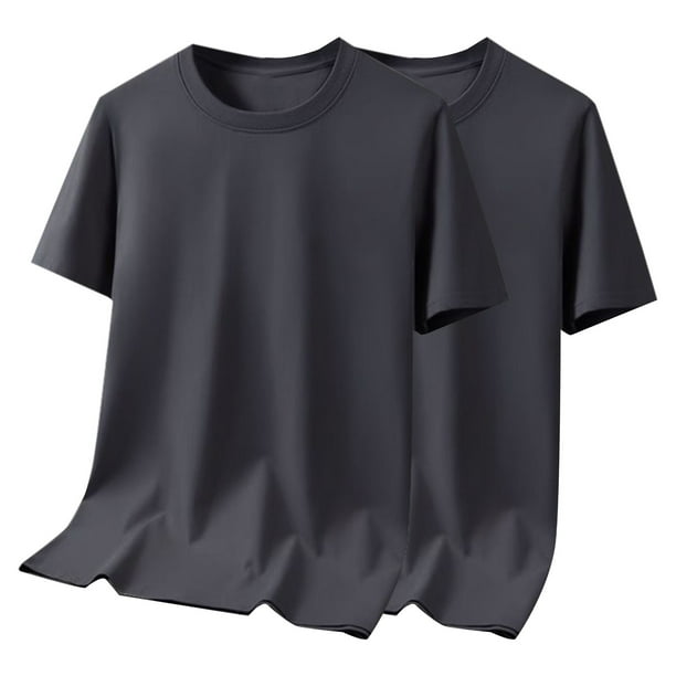 Hombres Pantalones Cortos Sólidos Tamaño Grande Mitad de Manga Cuello Redondo Superior, Blusa de Moda Casual para Al Aire Libre Y Diario