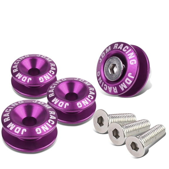 DNA Motoring BQR-ZTL-9035-PP Pack of 4 - Anodized Aluminum Front/Rear Rivet Style Bumper Trunk Quick Release Fastener Kit (Purple)