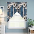 thumbnail image 6 of Blue White Daisy Kitchen Window Curtains, Swag Curtains Valance for Bedroom Living Room Bathroom, Vintage Farmhouse Butterfly Floral Wood Rod Pocket Window Curtain Block Drapes 2 Panels 36"x36", 6 of 9