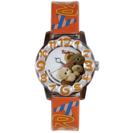 Trudi Kid's CT.6293B/54 White Dial Teddy Bear Design Orange Plastic Wristwatch