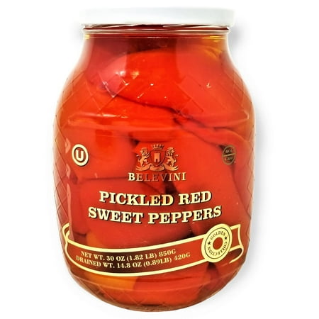 Belevini Pickled Red Sweet Peppers, Rich in Vitamins, Vegan, Non-GMO, Kosher, 30oz/850 grams, Pack of 1