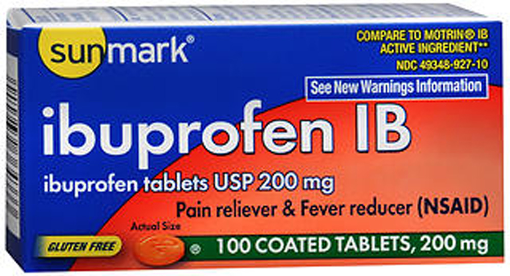 Sunmark Ibuprofen IB Coated Tablets, 200 mg, 100 Count