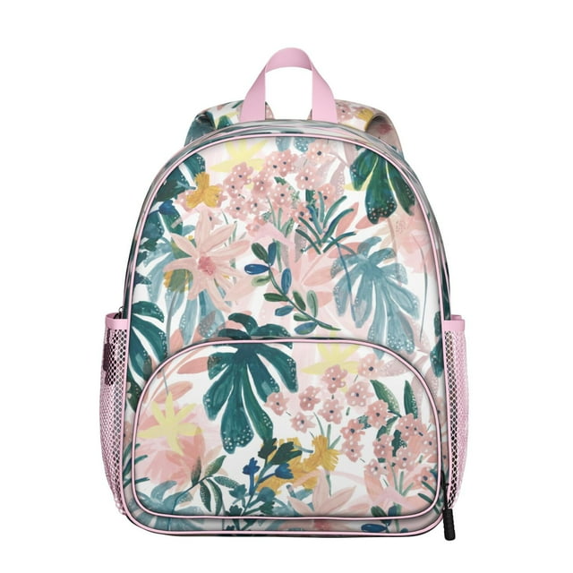 Floral and Leopard Print Students Backpack - Rustic Country Style with Bright Boho Sunflower and Butterfly Illustration, Lightweight and Durable for School