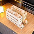 thumbnail image 2 of 4 Tiers Egg Holder for Fridge - Space-Saving Egg Dispenser Holder, Auto Rolling Fridge Egg Organizer, 30 Eggs Fridge Egg Rack Large Capacity Egg Dispenser for Refrigerator(khaki), 2 of 5