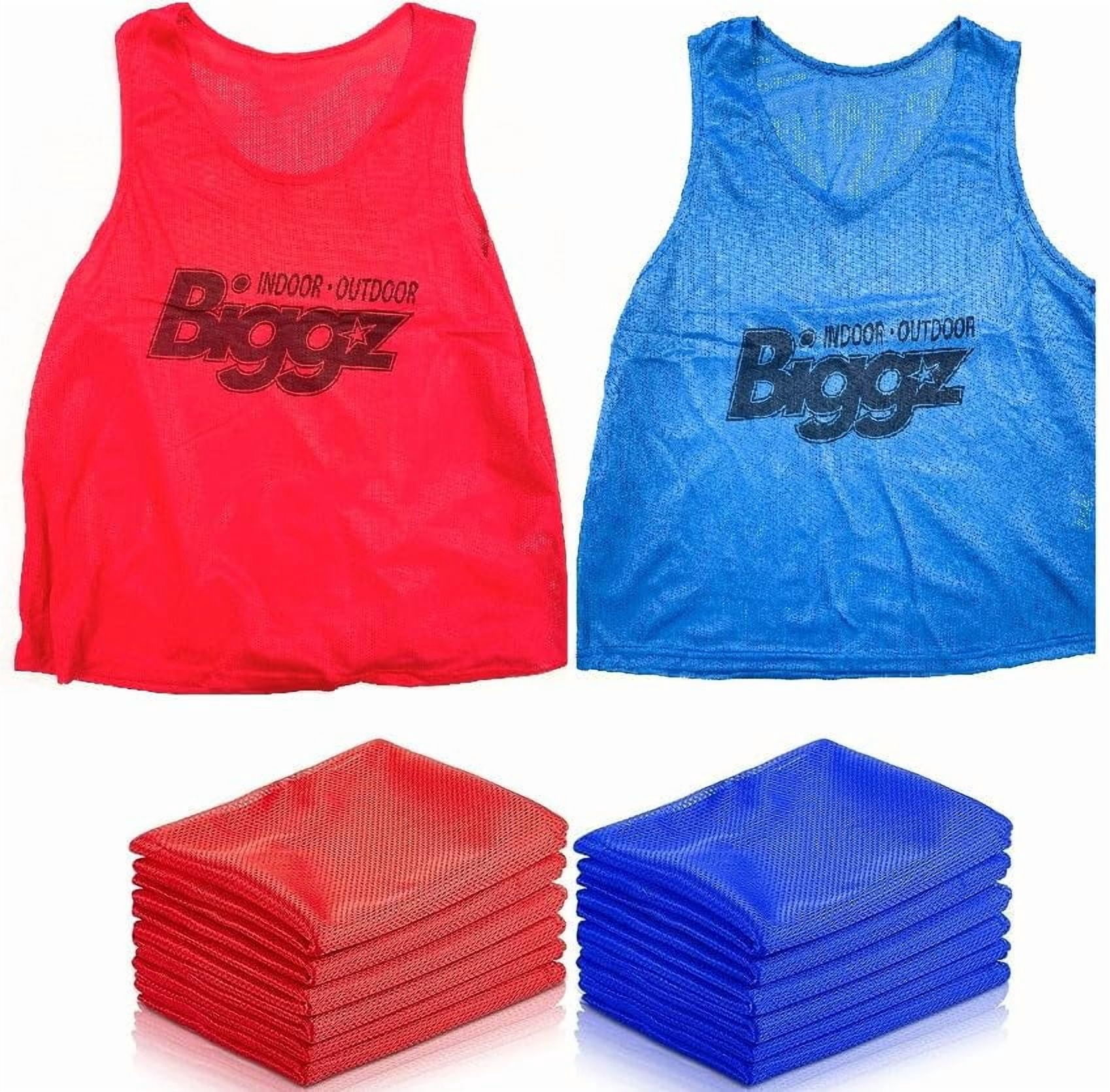 Biggz Basketball Starter Kit - 48 Mesh Colored Vest with (2) Size 6 Basketballs and (2) Pumps + Bonus 25 Cones