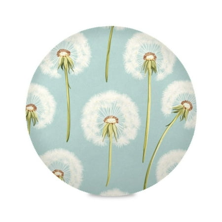 

Round Plate Mat 15.4x15.4 Inchesx1 Placemat Table Mat Kitchen Mat Coffee Mat Fabric Thick Strong Wear-Resistant Heat Resistance White Cartoon Dandelion