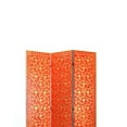 thumbnail image 2 of 3 Panel Foldable Wooden Room Divider with Vine Print, Red and Gold, 2 of 5