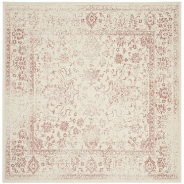 SAFAVIEH Adirondack Wyatt Traditional Distressed Area Rug, Ivory/Rose, 11' x 11' Square