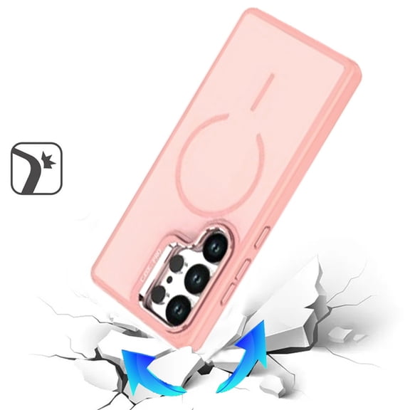 XPM for Samsung Galaxy S26 Ultra Phone Case, MagSafe Compatible Matte Metallic Stand Hybrid Drop Protection Kickstand Cover for Galaxy S26 Ultra (Pink)