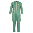 thumbnail image 2 of BAZINRICHE Arab Big and Tall Men's Robe Long Sleeve Thobe Tops Pants Suis set, 2 of 5