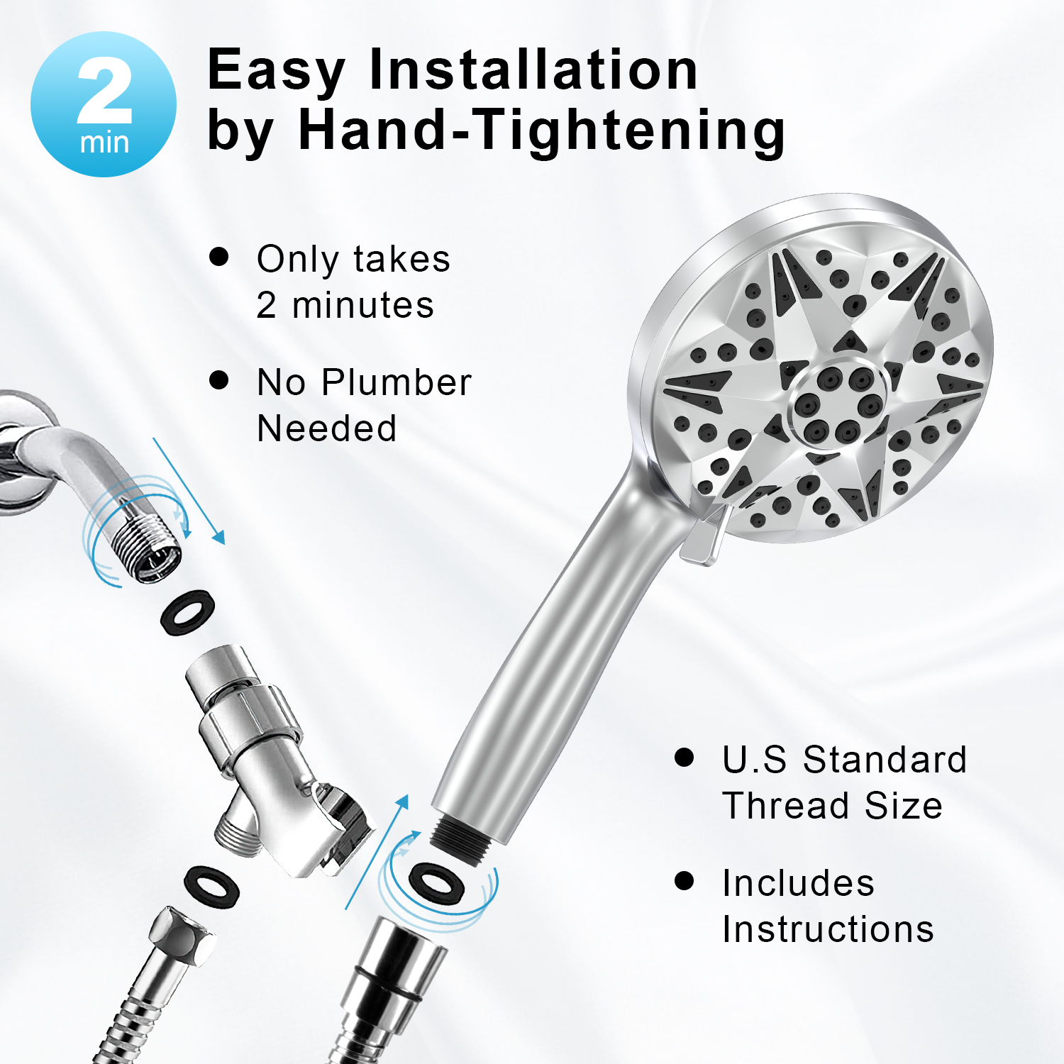 FiveBox Filtered Shower Head with Handheld, High Pressure 10 Spray Modes Detachable Shower Head with Filters for Hard Water, Powerful Rain Showerhead High Flow Hand Held Shower Head for Bathroom