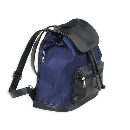 Piel Leather Side Zip Backpack - Bulldog BDP065 Backpack Style Purse Universal Handgun Leather Navy/Black