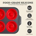 thumbnail image 4 of HONGBAKE Silicone Donut Pan for Baking with Metal Frame, 3.35 Inch Large doughnut pan,donut molds for baking Nonstick Non Toxic Bakeware for Oven, Red, 4 of 7