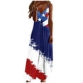 thumbnail image 2 of Vetsdori July 4th Maxi Dress for Women's Red White and Blue Star Print Slip Dress Summer V-Neck Backless Tank,Ankle Length Party Womens Dress, 2 of 8