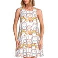 thumbnail image 1 of Easygdp Cute Cartoon Penguin para Vestido Transpirable de Mujer, Vestido Suelto de Manga Corta con Pliegues y Bolsillos para el Verano, 1 of 7