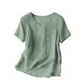 thumbnail image 6 of Tfken Summer Tshirts For Women Short Sleeve Crew Neck Tops Tees Casual Baggy T-Shirts Ladies Fashion Clothes Outdoor Size M Green, 6 of 9