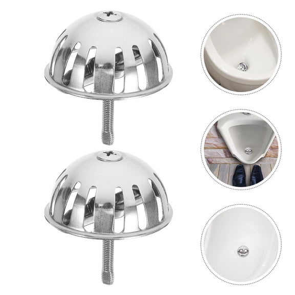 OFFIGAM 4Pcs Plated Silver Stainless Steel Urinal Drain Strainer Plug for Commercial Toilet Accessories