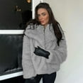 thumbnail image 6 of Women's Faux Fur Coat, Plush Textured Short Jacket, Lapel Collar Cropped Length, Thickened Warm Overcoat, Luxurious Winter Outerwear, Open Front Style Light Ashy L, 6 of 8