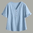 thumbnail image 5 of Womens Summer T-Shirts Short Sleeve V Neck Tops Loose Shirts Trendy Lightweight Soft Casual Summer Outfits Clothes, 5 of 7