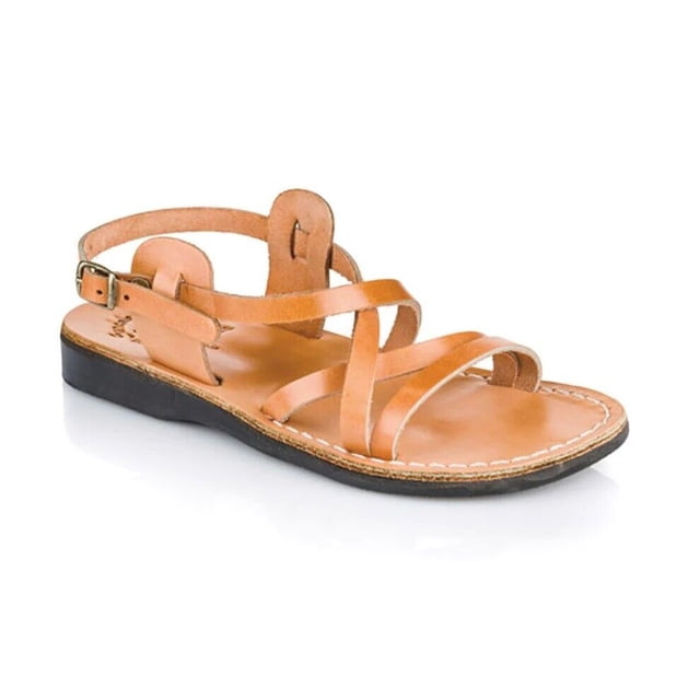 Jerusalem Sandals Tzippora - Sandale à Bride Arrière en Cuir - (Tan, 38)