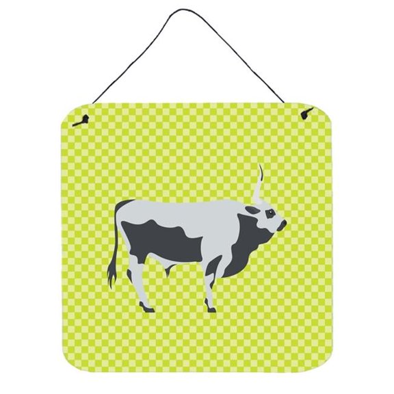 Hungarian Grey Steppe Cow Green Wall or Door Hanging Prints, 6 x 6 in.
