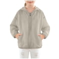 thumbnail image 3 of MKOSPLRT Girls' Athletic Workout Jacket Lightweight UPF 50+ Long Sleeve Sun Protection Shirts Zip Up Solid Hiking Hoodies with Pokcet 2-10Y, 3 of 8