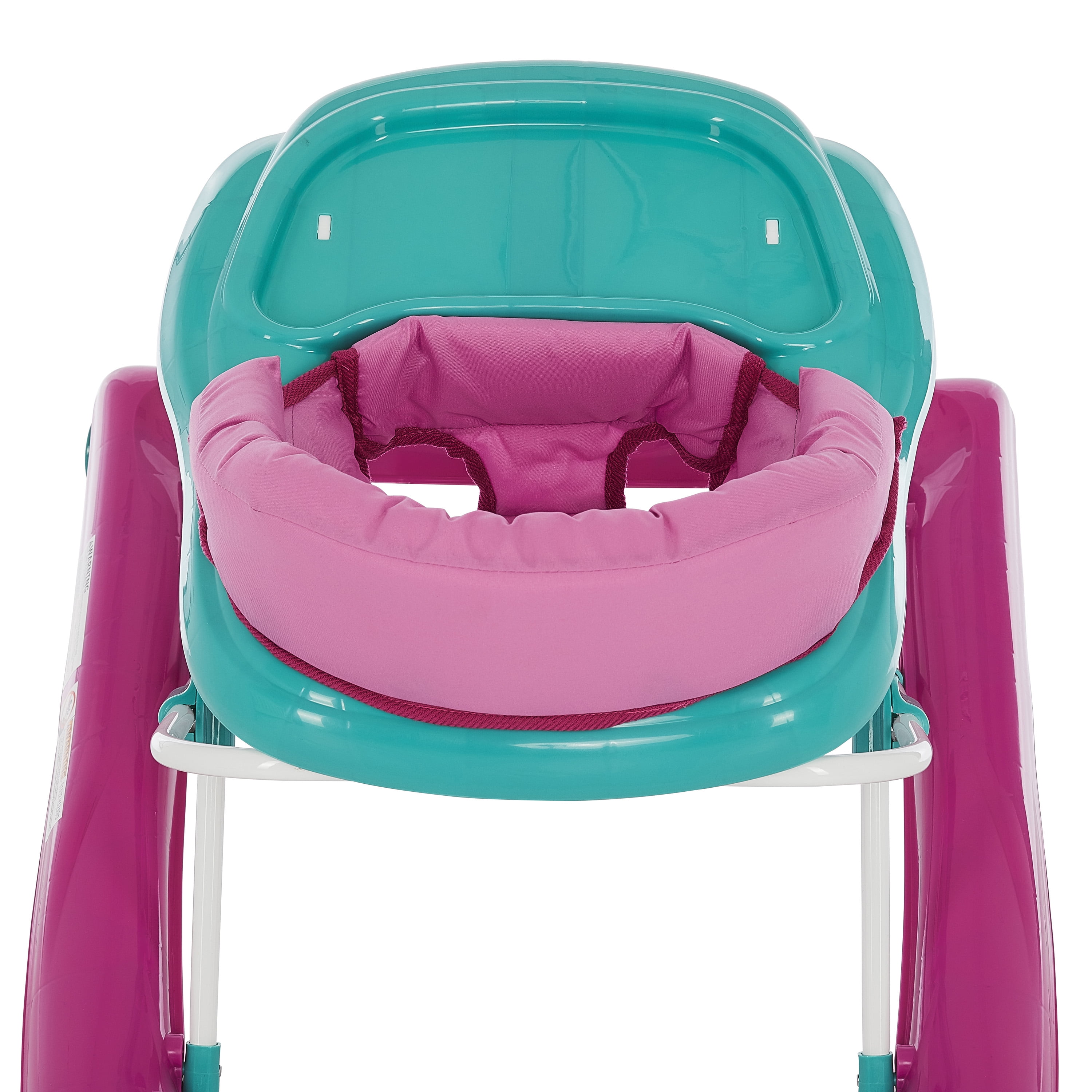Dream On Me 2-in-1 Ava Baby Walker, Easy Convertible Baby Walker, Walk Behind, Height Adjustable Seat, Added Back Support, Detachable-Toy Slate, Teal Pink
