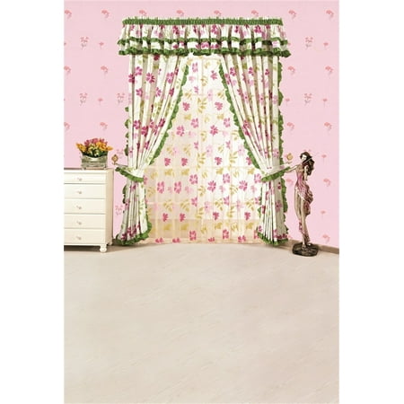 Image of ZHANZZK 5x7ft Girl Photography Studio Backdrops Toddler Photo Shoot Background Cozy Room Curtain Floral Wall Flower Cabinet Violin Statue Wood Floo