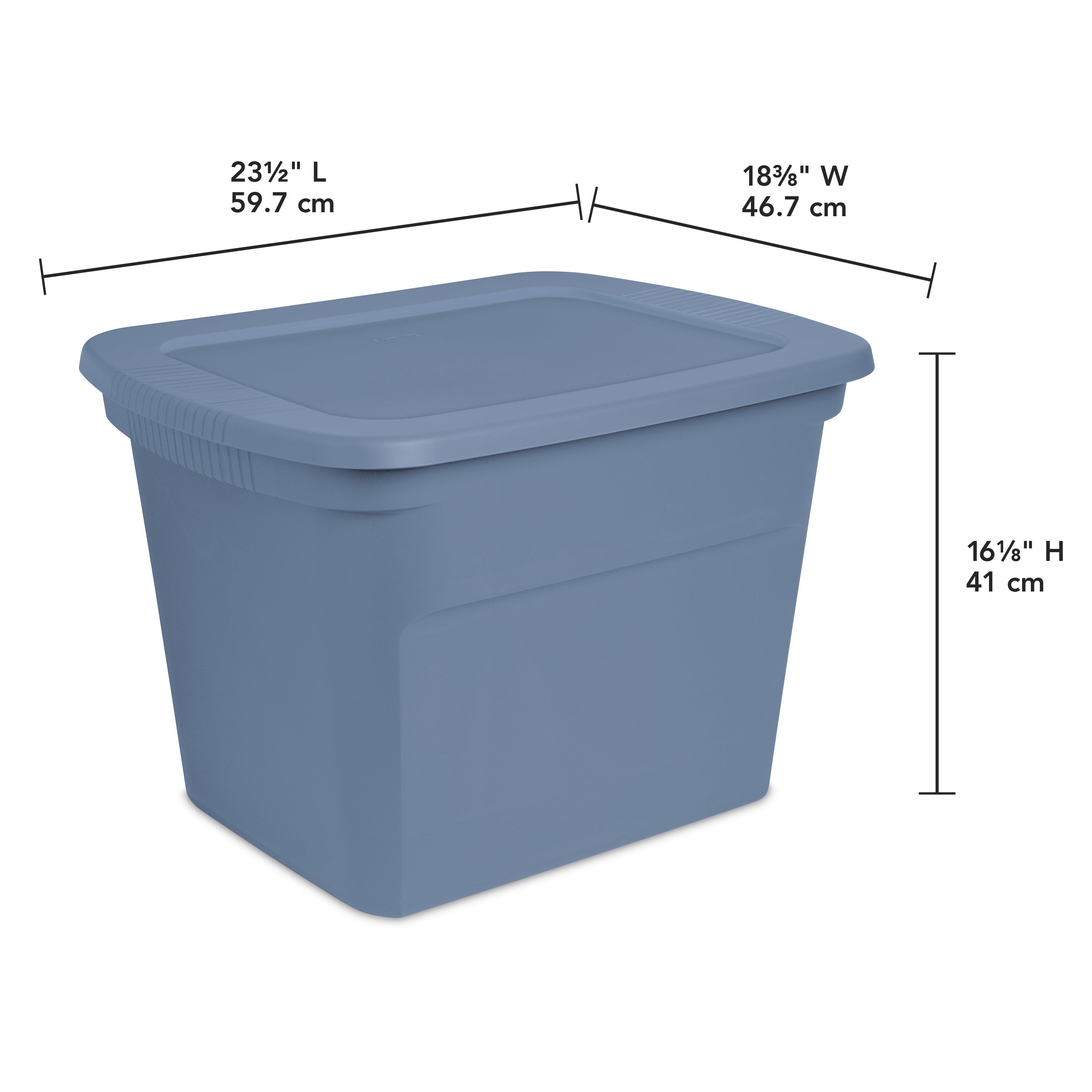 Sterilite 68 Liter Tote, Plastic Storage Bin with Snap-on Lid, Stackable, Blue