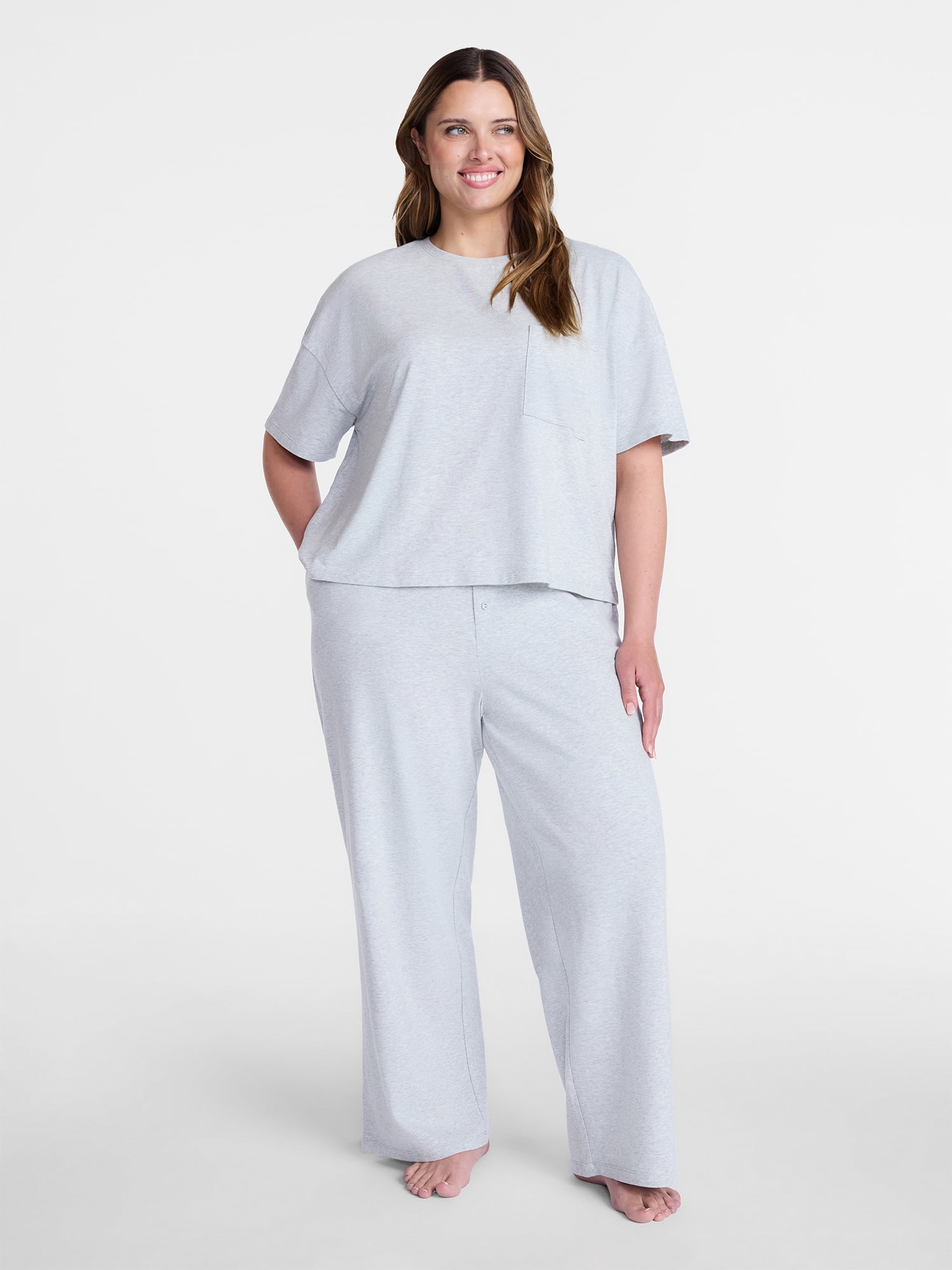 Joyspun Women’s Cotton Blend Sleep Lounge Pants, Sizes S-3X