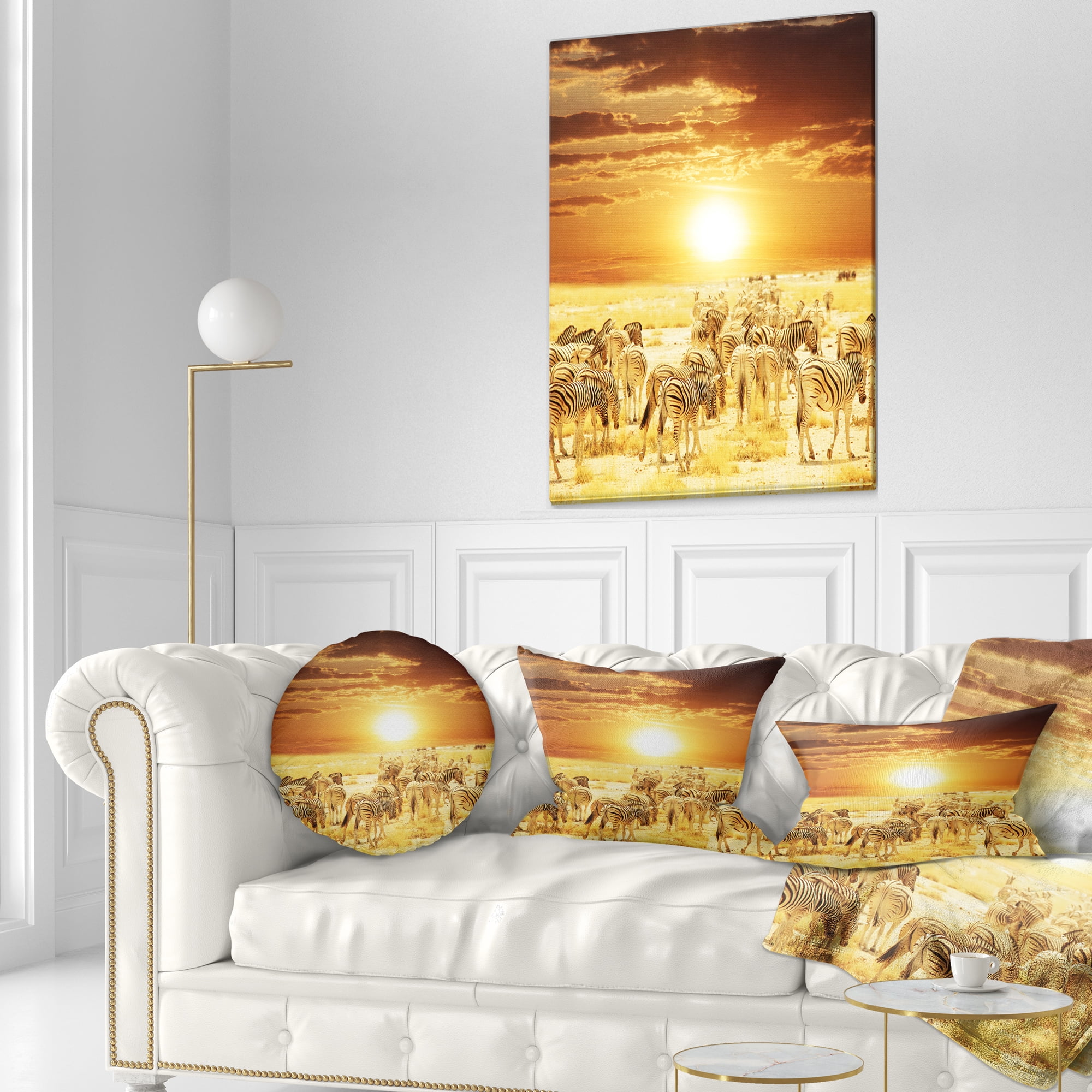 Designart 12" x 20" Yellow Polyester Throw Pillow