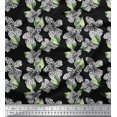 thumbnail image 1 of Soimoi Moss Georgette Fabric Leopard Skin,Leaves & White Flower Floral Printed Fabric 1 Yard 42 Inch Wide, 1 of 1