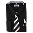 thumbnail image 2 of Berlioni Kids Boys Long Sleeve Dress Shirt With Tie and Hanky Black, 2 of 2