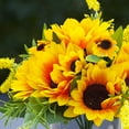 thumbnail image 3 of Enova Home Artificial Silk Sunflowers Arrangement in Clear Glass Vase With Faux Water For Home Garden Decoration, 3 of 4