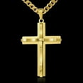 thumbnail image 4 of Gold Stainless Steel Chain Cuban Link Cross Pendant Necklace Set For Men, 4 of 5