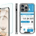 thumbnail image 1 of Shockproof Bumper Phone Case for iPhone 13 Pro Max, with Tempered Glass Screen Protector, by OneToughShield ® - Boarding Pass, 1 of 4