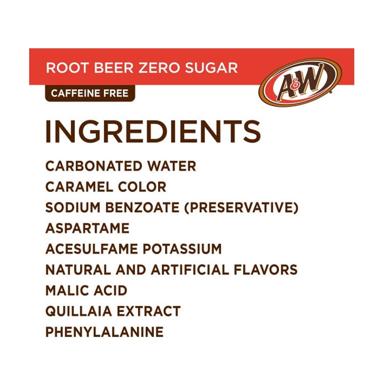 A&W Zero Sugar Root Beer Soda Pop, 16.9 fl oz, 6 Pack Bottles