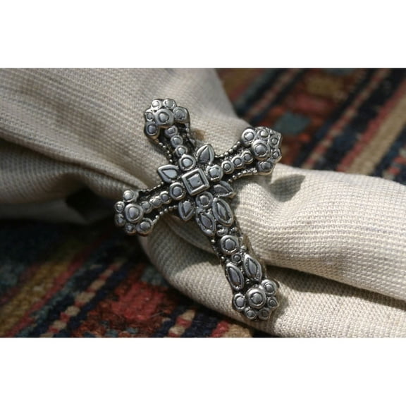 Elk Home Cross Napkin Ring in Pewter - Set of 4