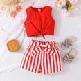 thumbnail image 2 of Kids Girls Summer Clothes Sleeveless Tank Top + Shorts 2 pieces Summer Outfit Set Red Red 3-4 Years, 2 of 7