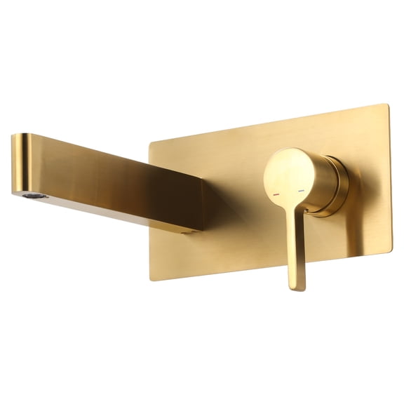 Wowow Single Handle Wall Mounted Bathroom Faucet with Solid Brass Rough in Brushed Gold